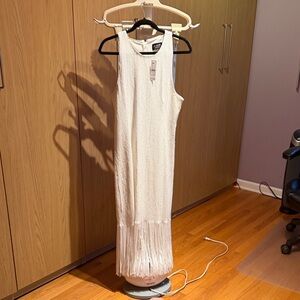 J. Crew Collection White Maxi Dress with Fringe